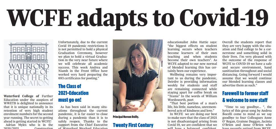 Waterford College of Further Education Adapts to Covid-19