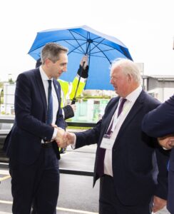 Minister Simon Harris being welcomed by Kevin Lewis CE of WWETB on new Wexford college official opening