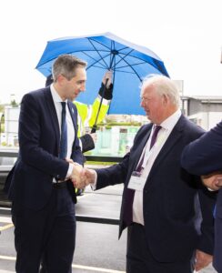 Minister Simon Harris being welcomed by Kevin Lewis CE of WWETB on new Wexford college official opening