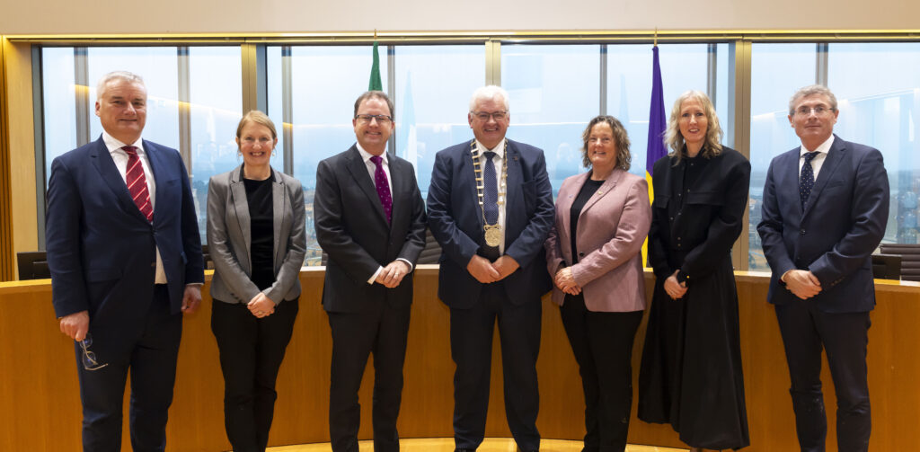 Group of people standing for an announcement about Tertiary Education in Wexford